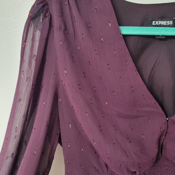 Express women's plum chiffon blouse with smocked elastic waistline size medium - Picture 7 of 10